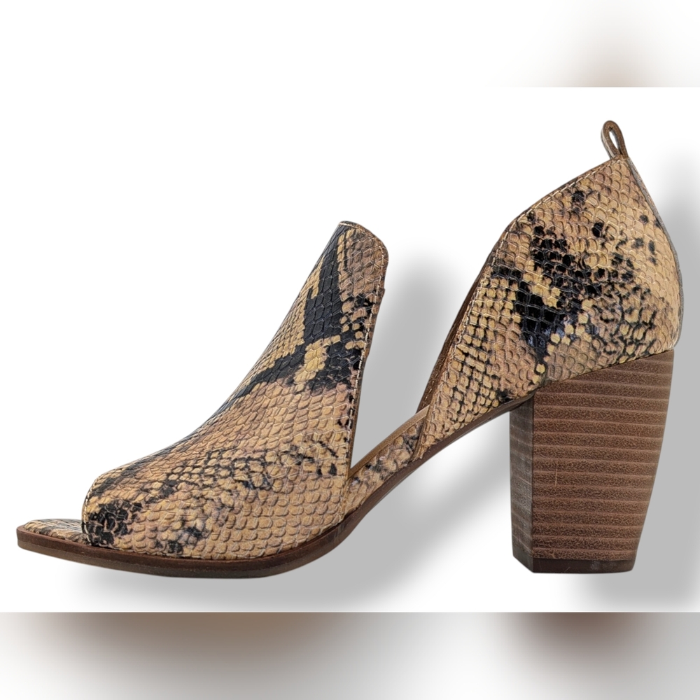 Lucky Brand LK-Junai Women's Size 7M Genuine Leather Snakeskin Peep Toe Heels - Picture 3 of 17